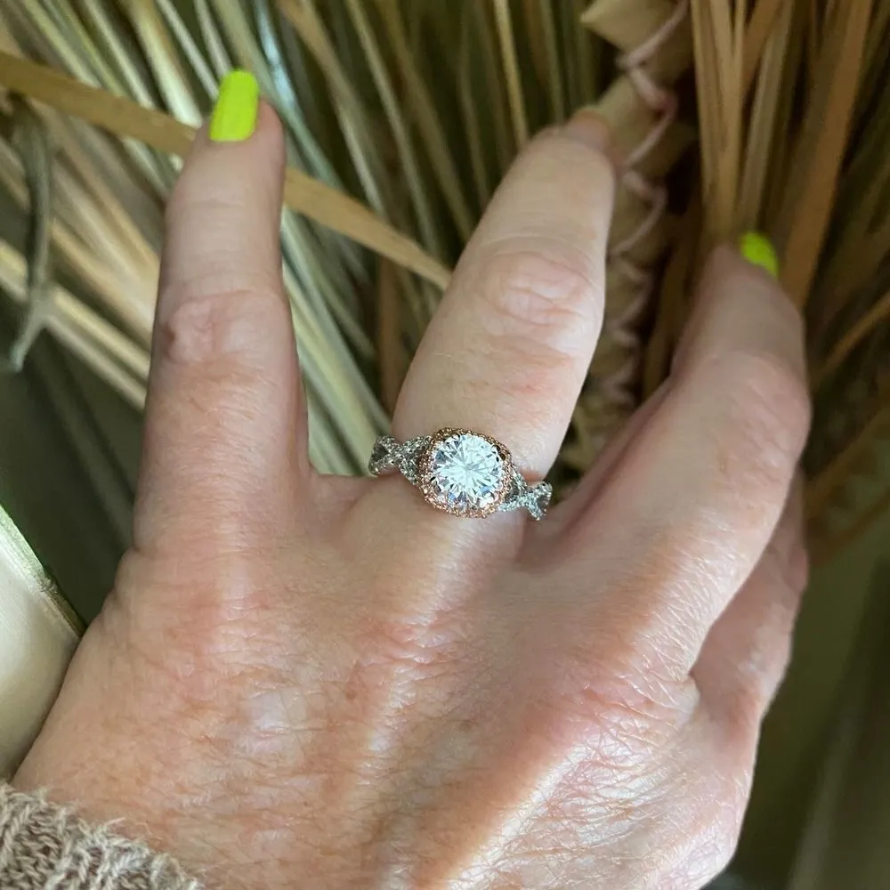 Sterling Silver 14K Twisted Two Tone Clear CZ Ring - Image 2