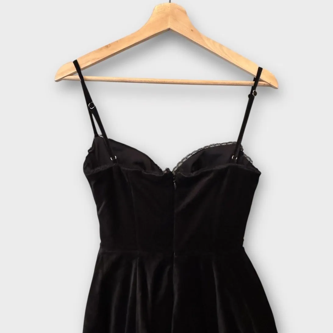 House of CB Mademoiselle Black Velvet Tulle Midi Dress Size Medium - Image 7