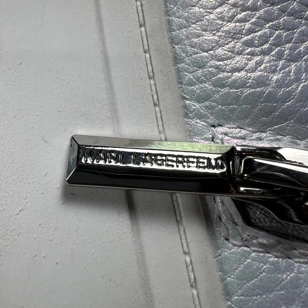 Karl Lagerfeld Paris Catty Iridescent White Leather High Top Sneakers Size 9.5 - Image 10