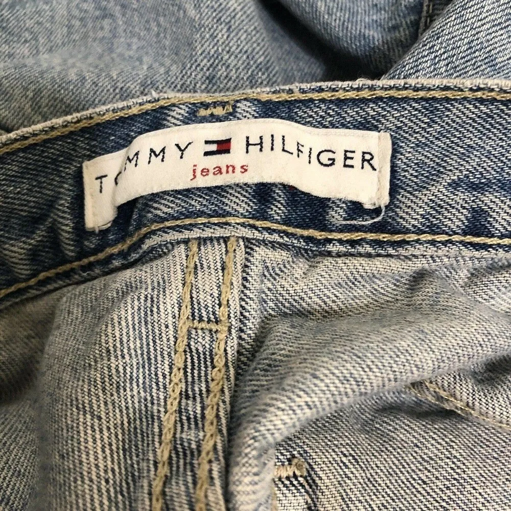 Tommy Hilfiger Y2K Size 12 Cut Off Jean Shorts High Waist Light Wash - Image 4