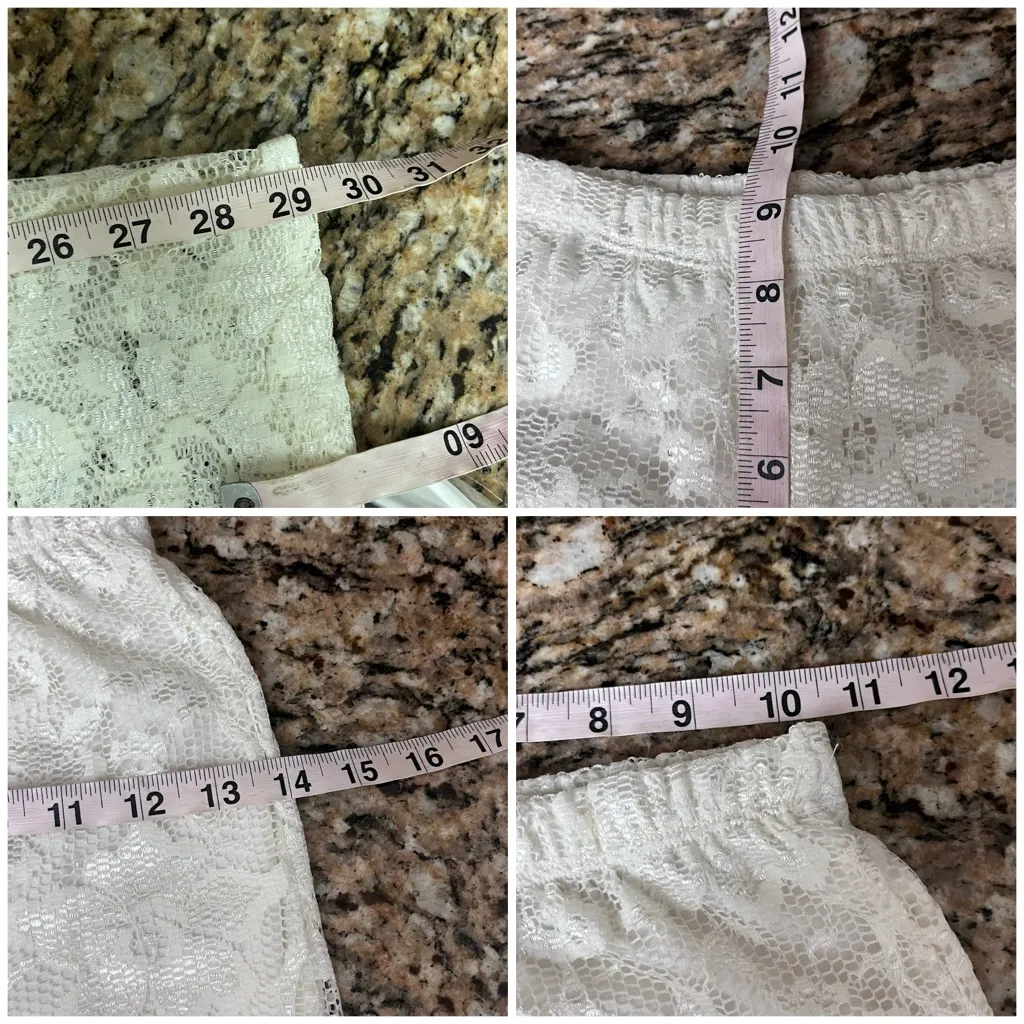 Hot Ginger Sheer Lace Pants | White Floral Lace Festival Y2K Boho Coquette S - Image 4