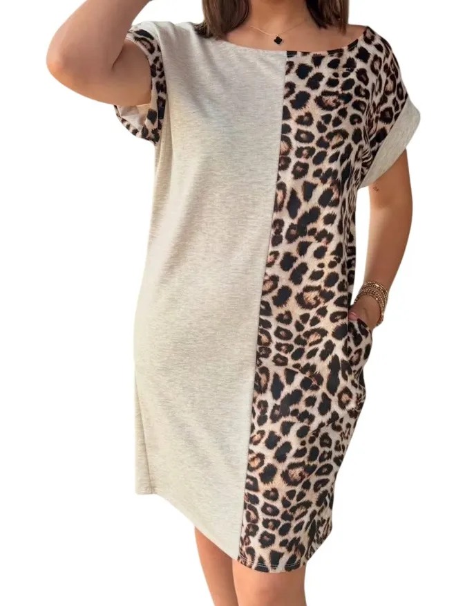 NWOT BiBi Boutique Leopard Print and Cream Tee Dress size XL Brown - Image 1