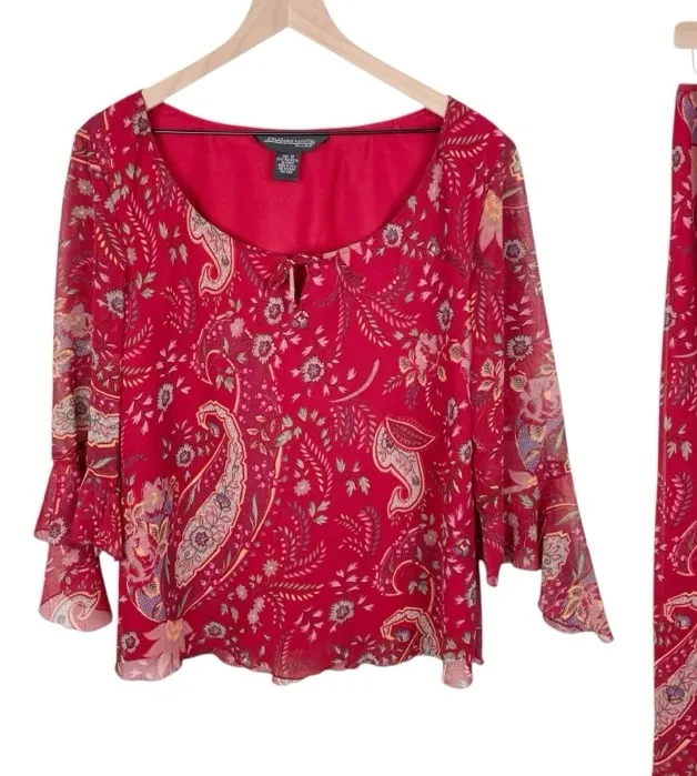 Vintage Jonathan Martin Studio Y2K Skirt & Blouse Set Size 12 Fairycore Boho Red - Image 1