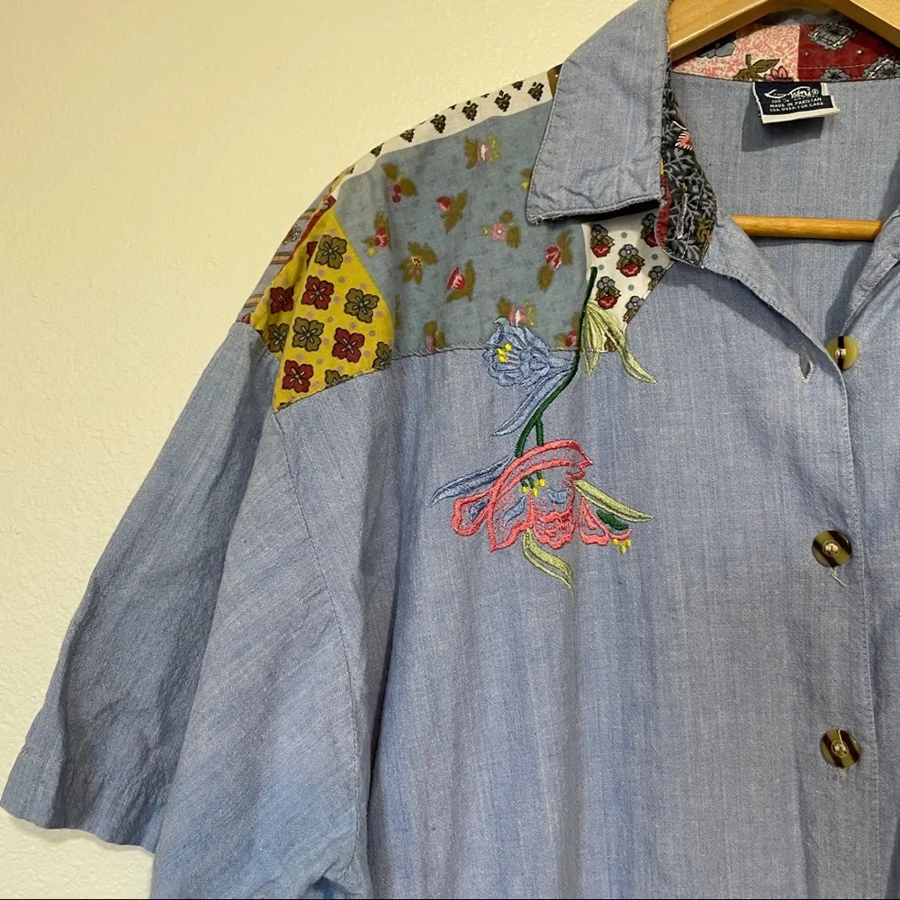 Chandri | Vintage Denim Patched Button Down Dress Size undefined - Image 3