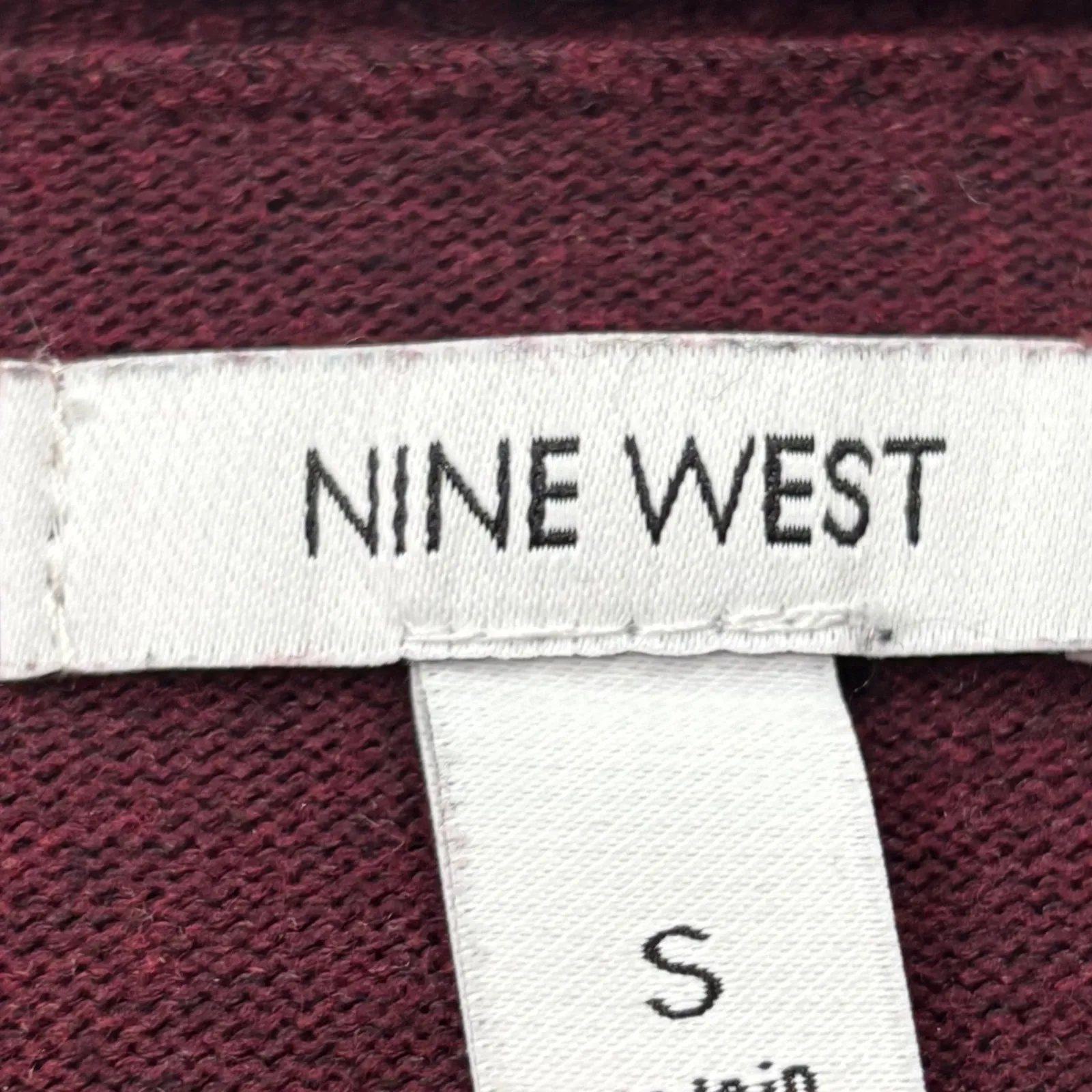 Nine West Burgundy Open Front Long Sleeve Cardigan Sweater Size S - Image 2