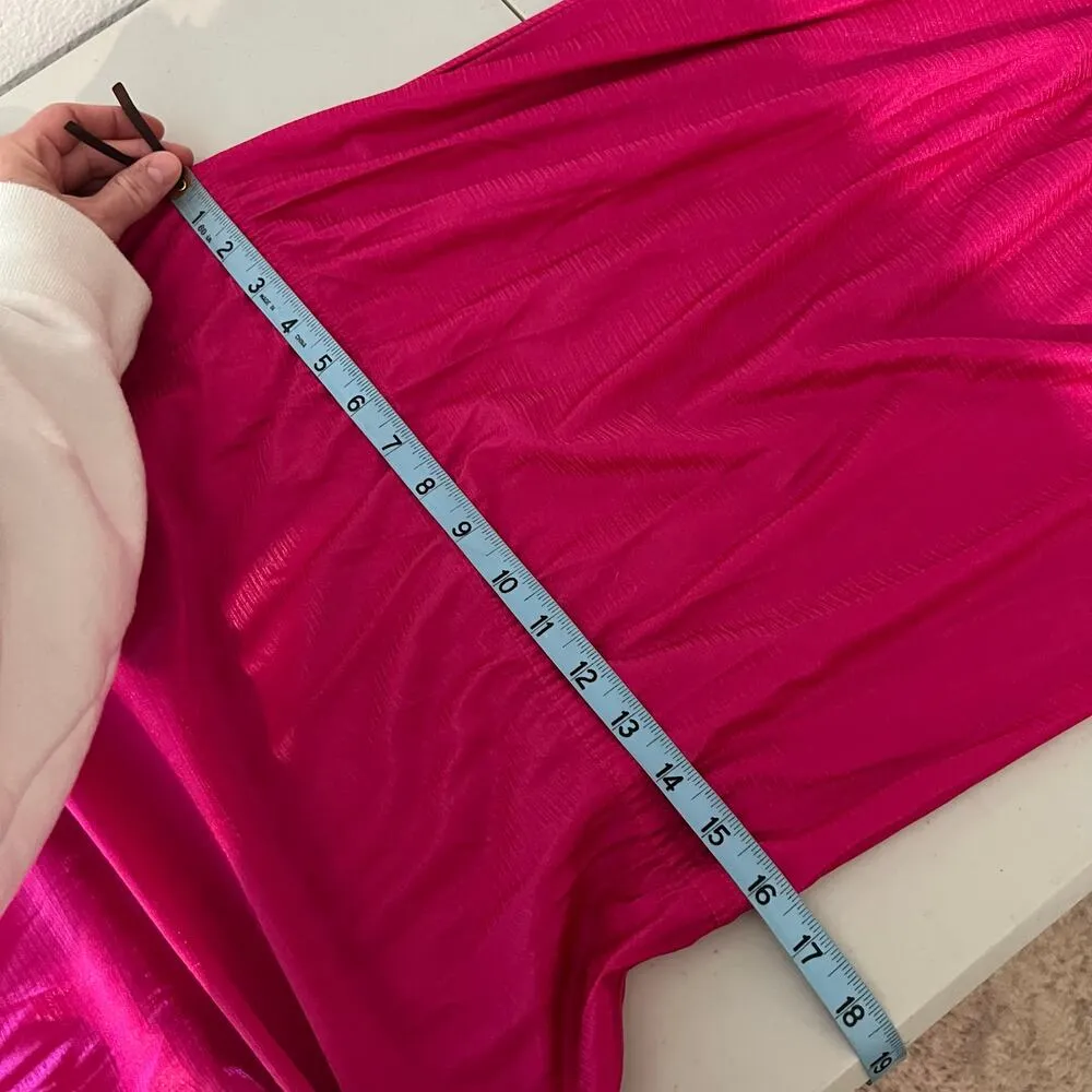 Cattani USA Made Vintage 1970s Pink One Shoulder Ruffled Summer Dress Size Large - Image 10