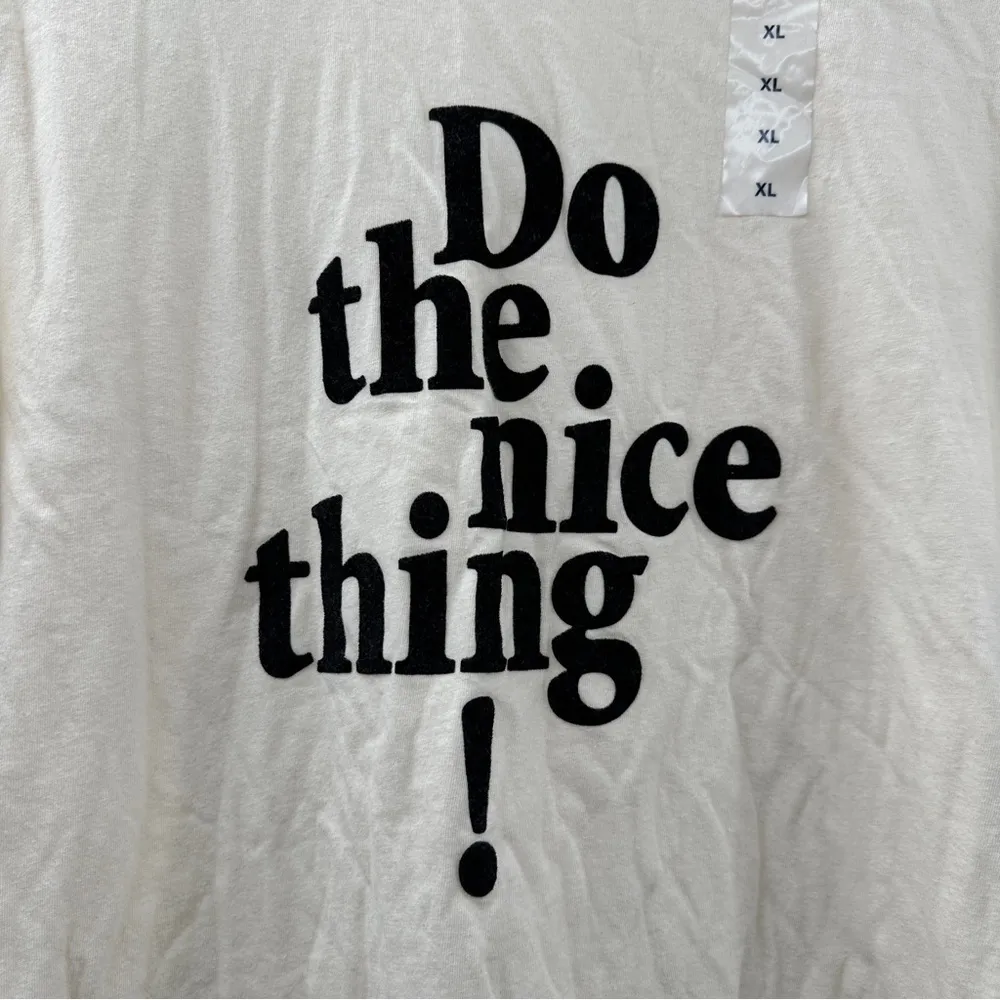 Old Navy "Do the Nice Thing!" Off White & Black Short Sleeve Tee Shirt Sz XL NEW - Image 2