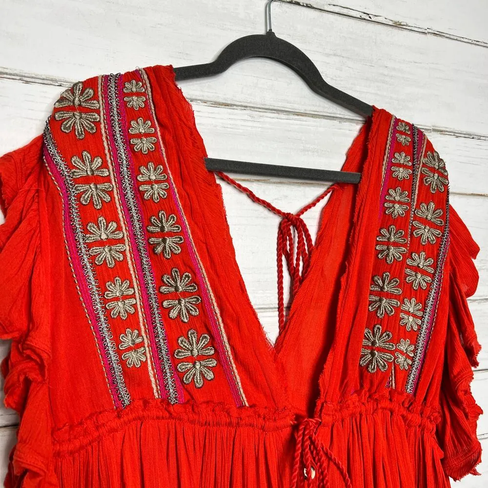 Free People Will Wait For You Midi Dress Red Size Large - Image 9