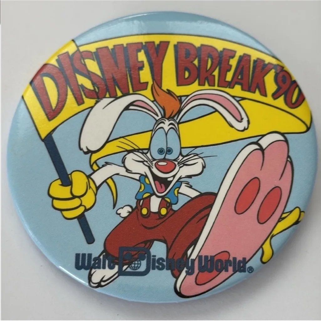 Vintage Disney Roger Rabbit Button - Yellow, Blue, Pink - Image 9