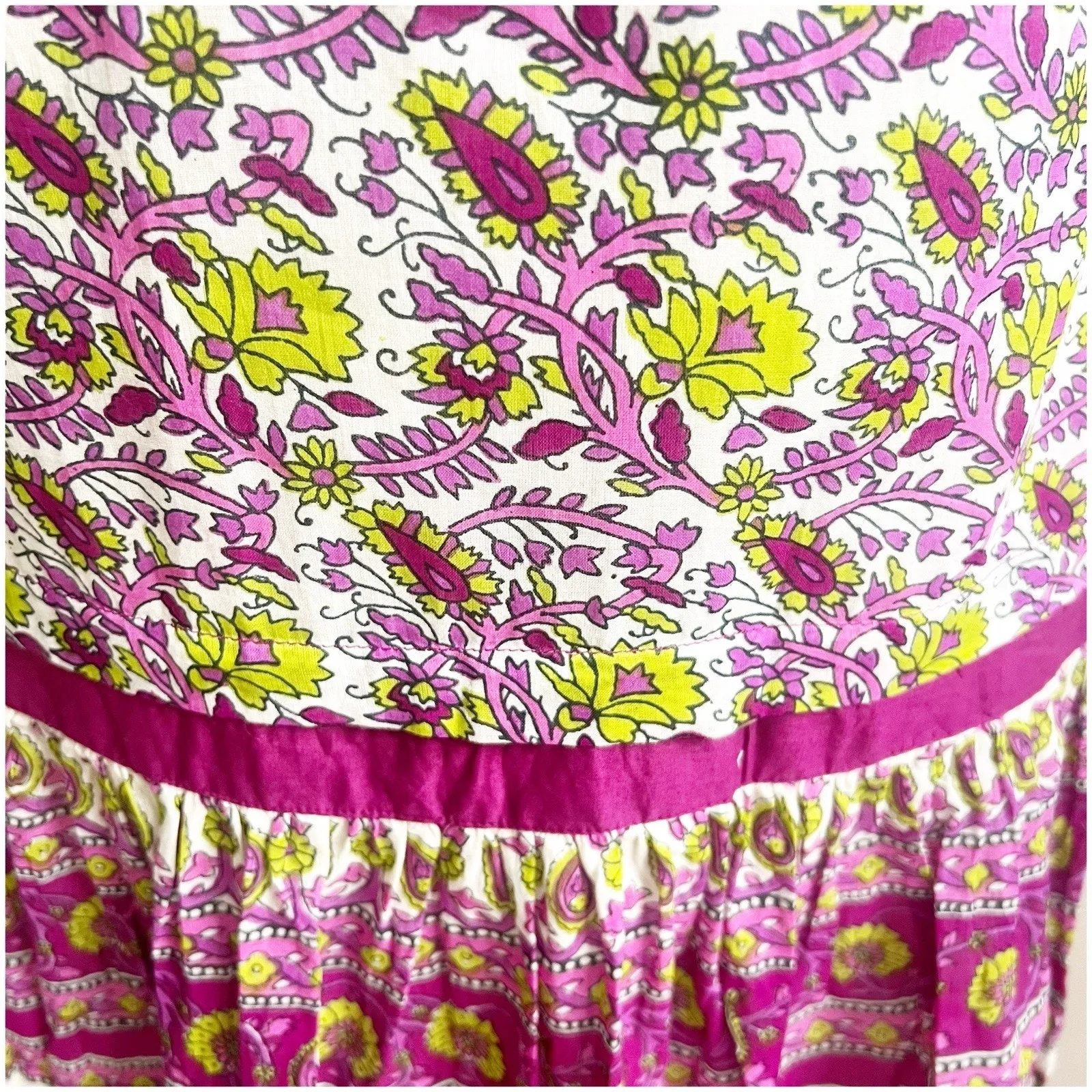 Anthropologie Chaudry Raga Madi Dress Floral Spring Print Beaded Medium Purple - Image 16