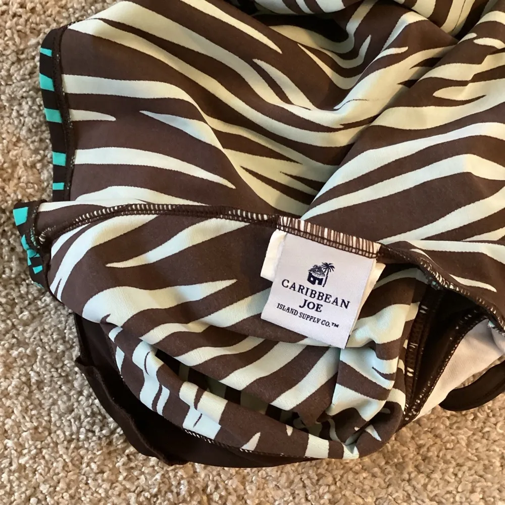 Tankini swim top. Turquoise and deep brown. Caribbean Joe. Size 10 - Image 4