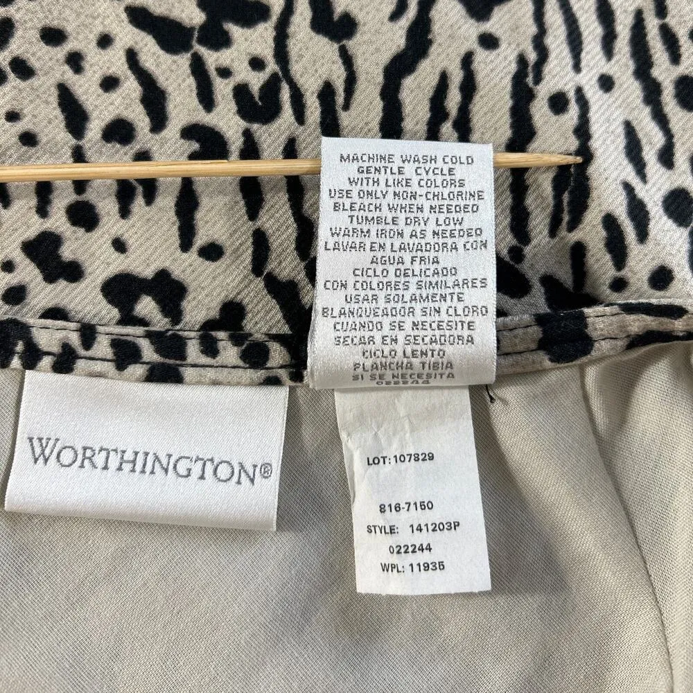 Worthington Women's Side Zip Animal print A line Skirt Lined Size 8 Waist 29 - Image 4