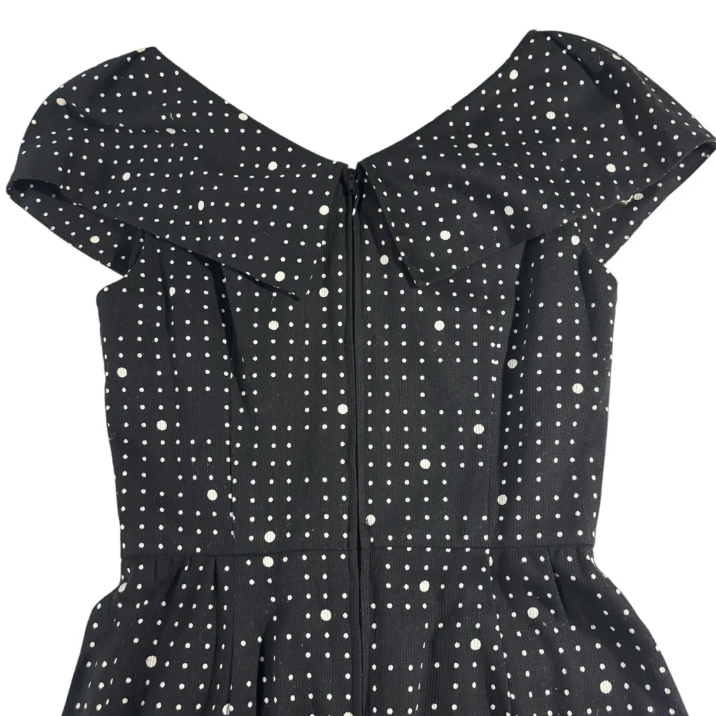 Liz Claiborne Petites Vintage 80s Black White‎ Polka Dot Off Shoulder Dress Sz 6 - Image 5