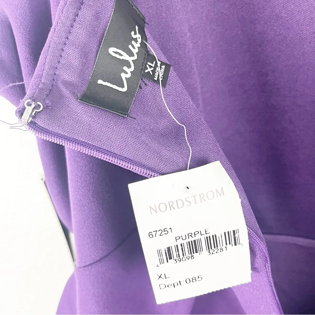 LULUS Great Things Purple Ruffled Trim High Neckline Bodycon Dress, Size XL - Image 5