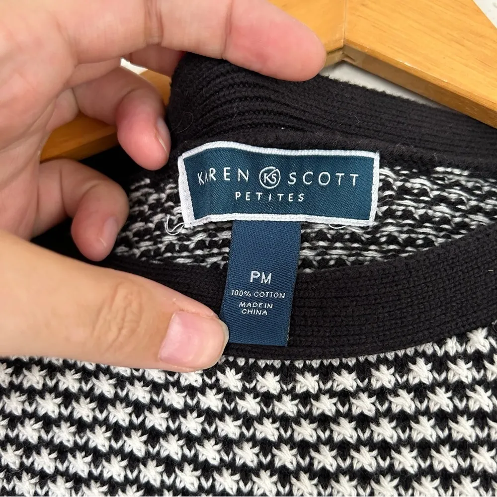 🦋 Karen Scott Mid Sleeve Black White Sweater Medium Petite PM - Image 2