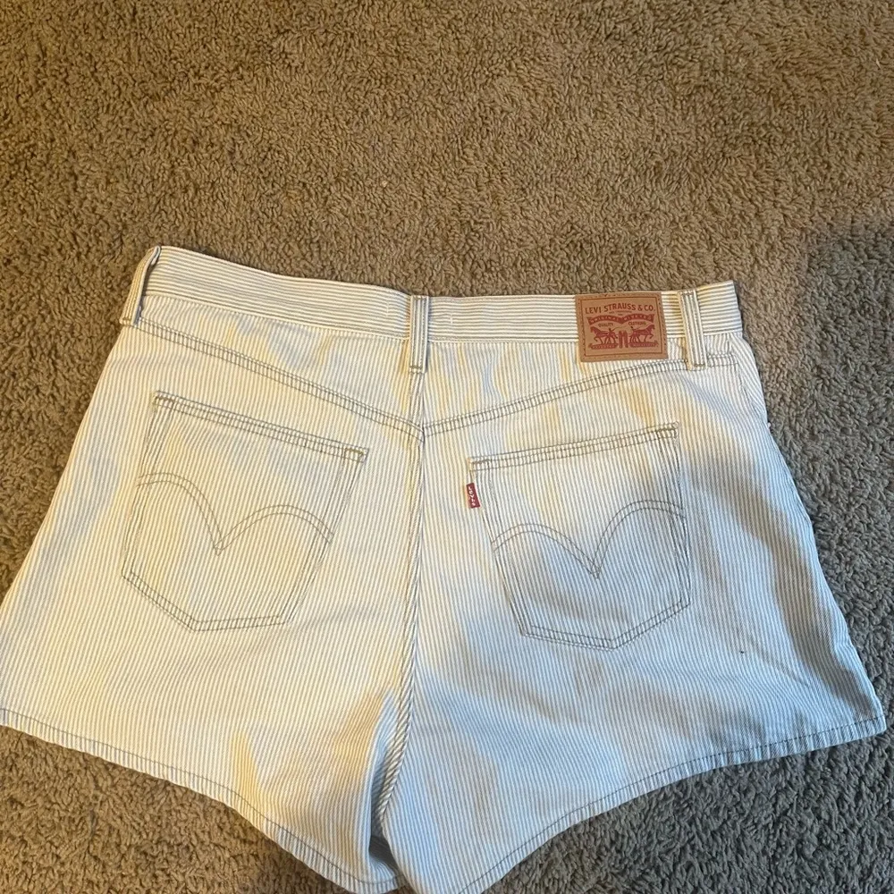 Levi's High Waist Striped Shorts - Blue and White - Image 3