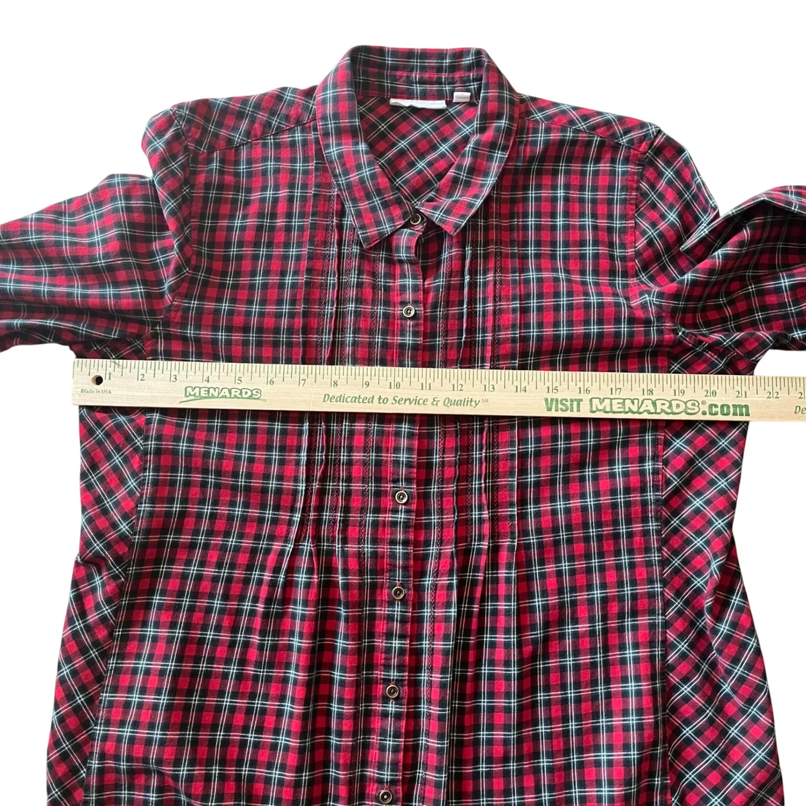 Uncommon J.Jill Women's Red Plaid Button Down 100% Cotton‎ Shirt Holiday Sz L Size L - Image 7