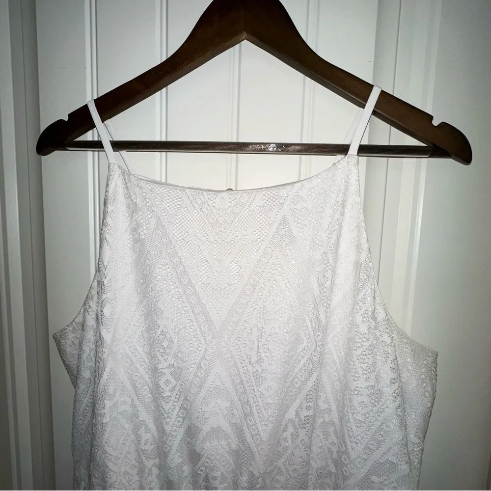 Rue 21 white spaghetti strap mini dress with long lace overlay women XL - Image 3
