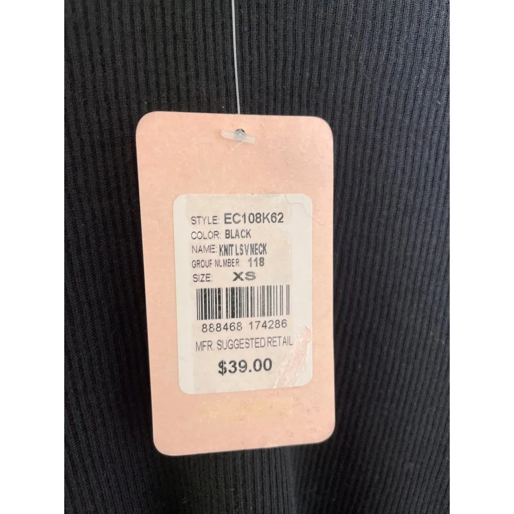 C&V Chelsea and Violet Peplum Top Size XS Black Knit Ribbed Long Sleeve New - Image 5