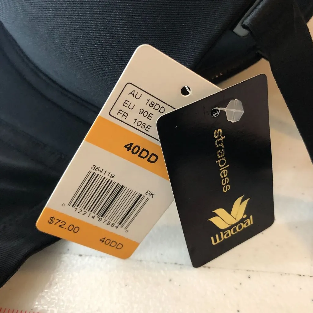 Wacoal Red Carpet Full Figure Underwire Strapless Bra Full Coverage Black 40DD - Image 7