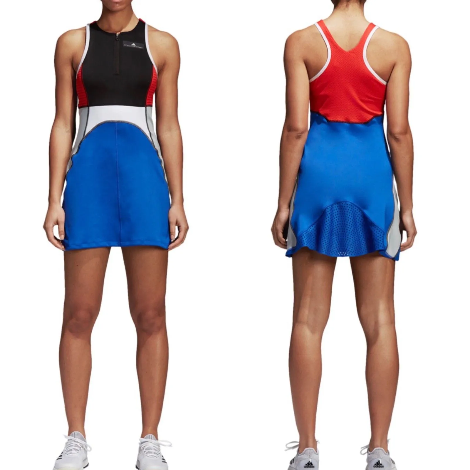 ADIDAS Stella McCartney Barricade Black Blue Red Tennis Mini Dress Womens Medium - Image 2
