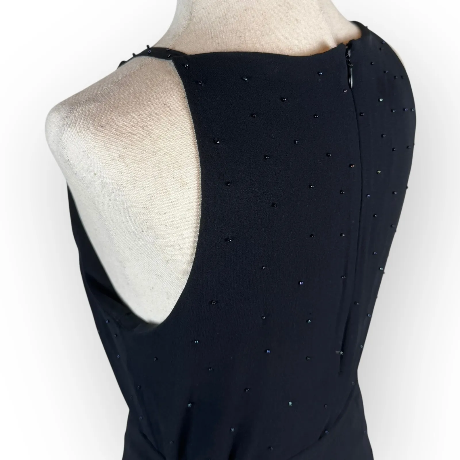 Vintage 90's 2PC Beaded Black Silk Skirt Outfit Size 2/4 - Image 8
