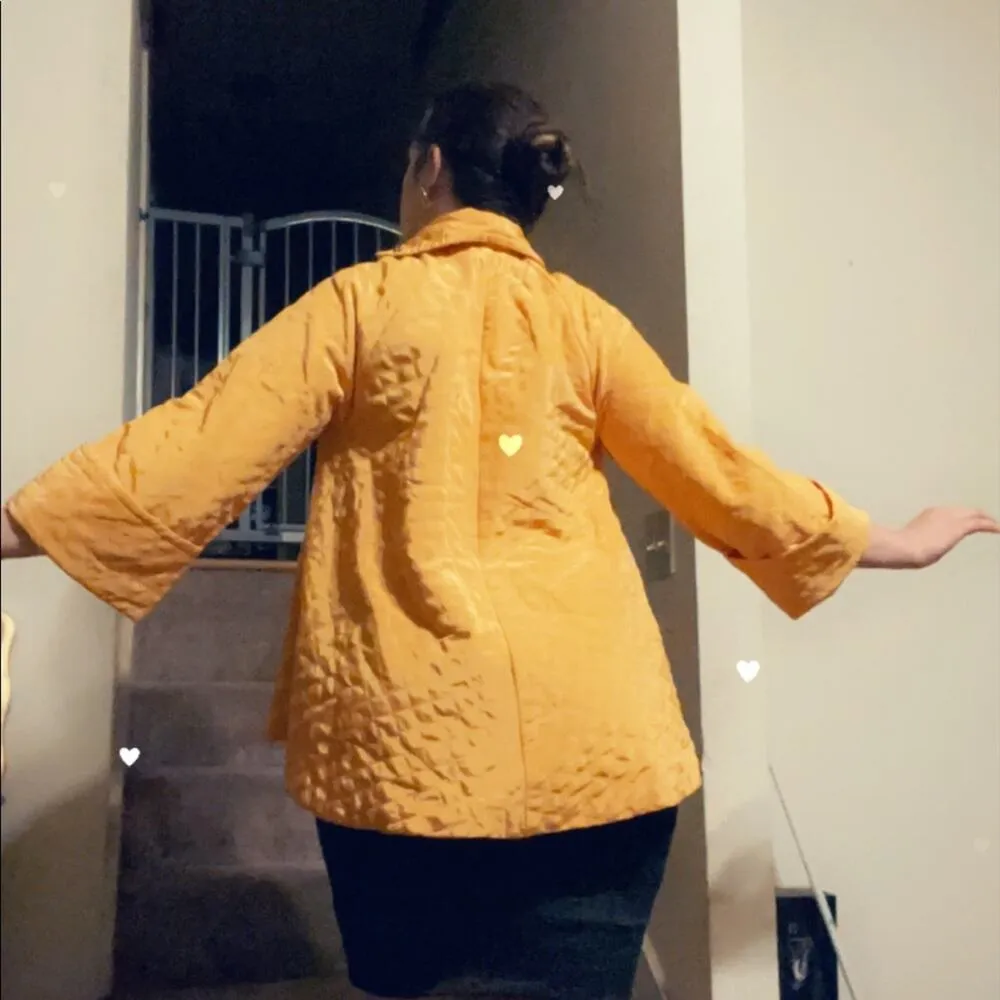 1950s quilted gold swing coat beaded Size M - Image 2