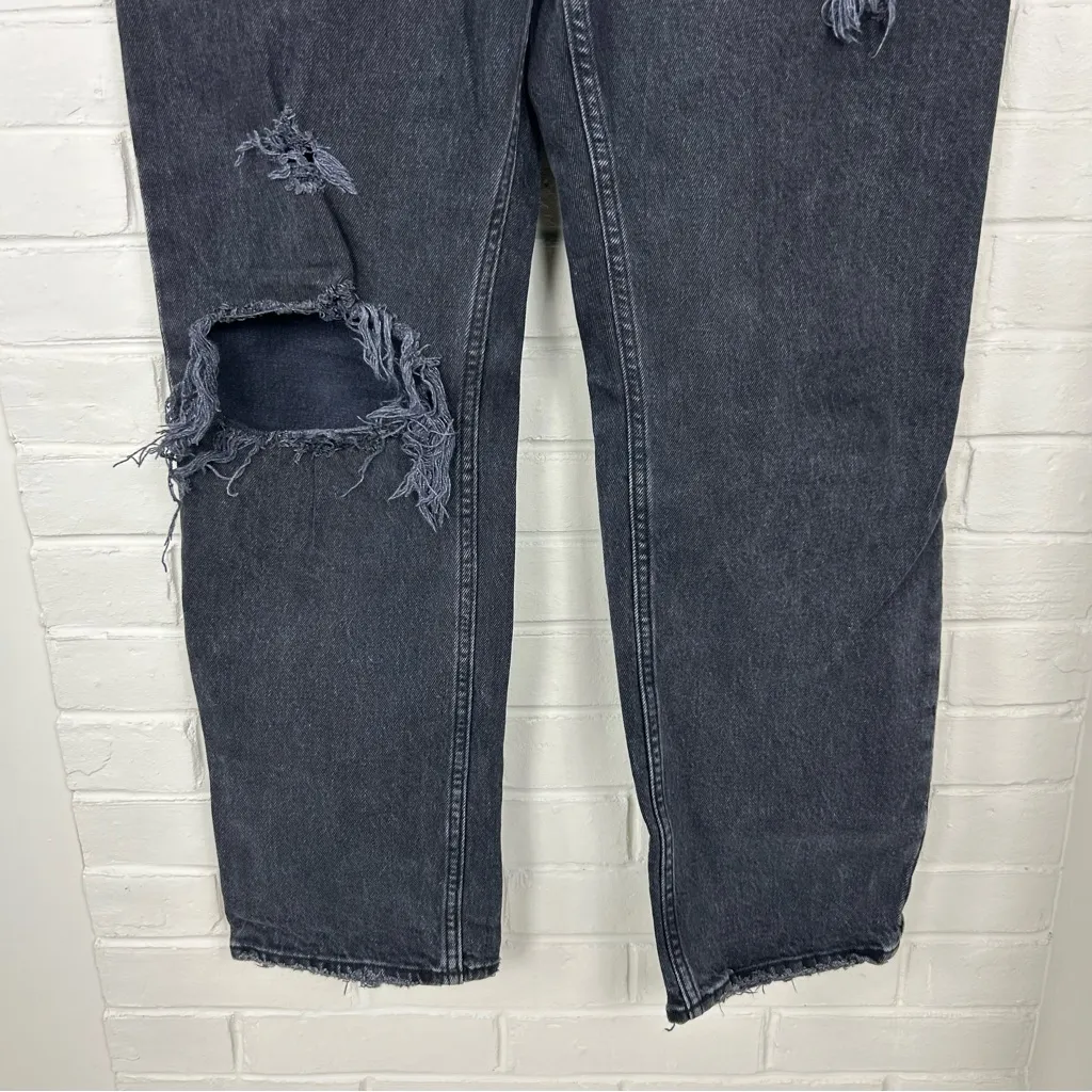 Abercrombie & Fitch The Dad High Rise Washed Black Distressed Jeans Size 29/8 - Image 5