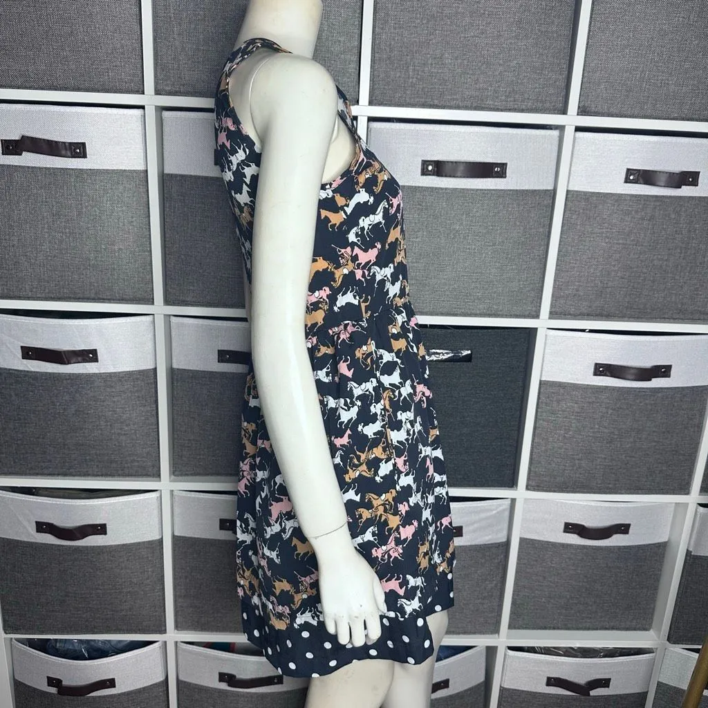 Anthropologie Porridge Petaluma Peep Hem Dress Navy Horse Print & Polka-Dot Hem - Image 12