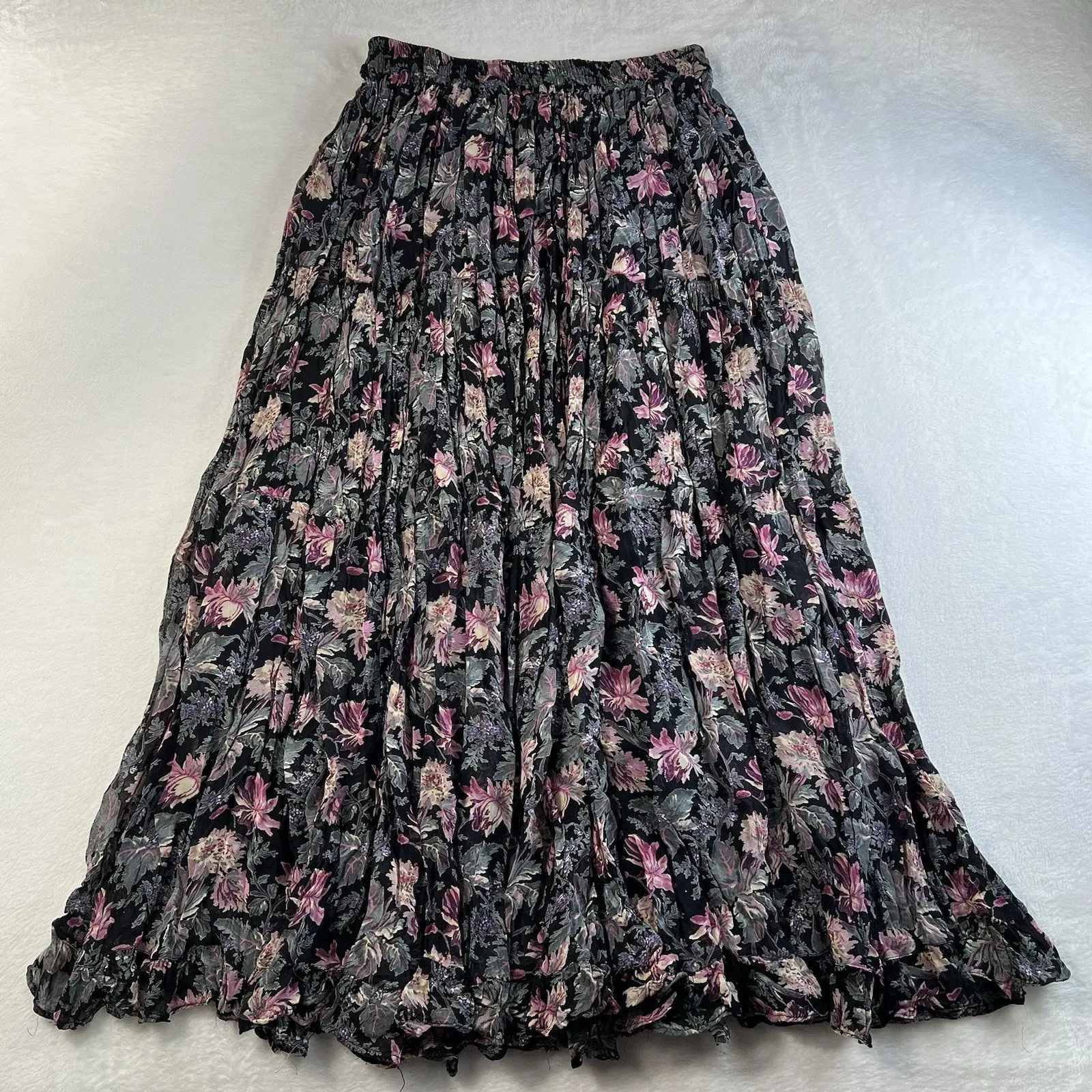 Y2K Style M Medium Skirt Maxi Boho Peasant Whimsy Fairy Layered Cottagecore Black - Image 8