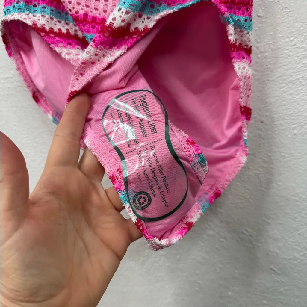 Kate Spade New York One-Piece Swimsuit Womens S Pink Stripe Bandeau with strap - Image 5