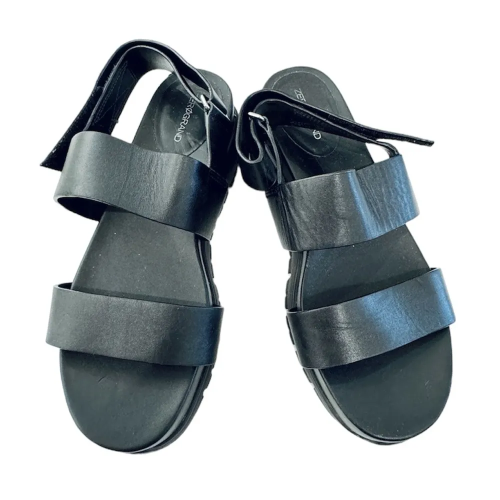 Cole Haan zero gravity black leather platform sandals - Image 2