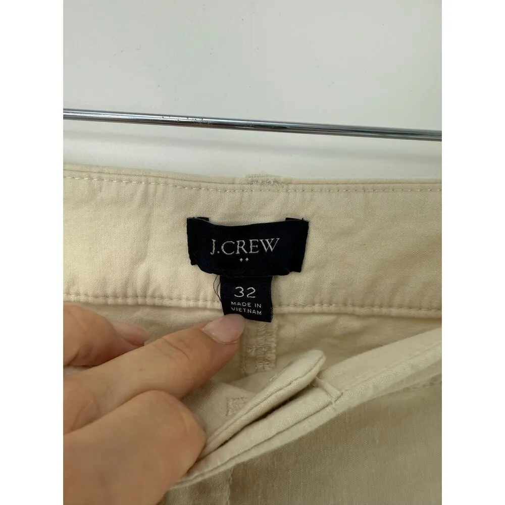 J.Crew Factory Linen Blend Pants Women 32/14 Beige Wide Leg Relaxed Coastal - Image 5