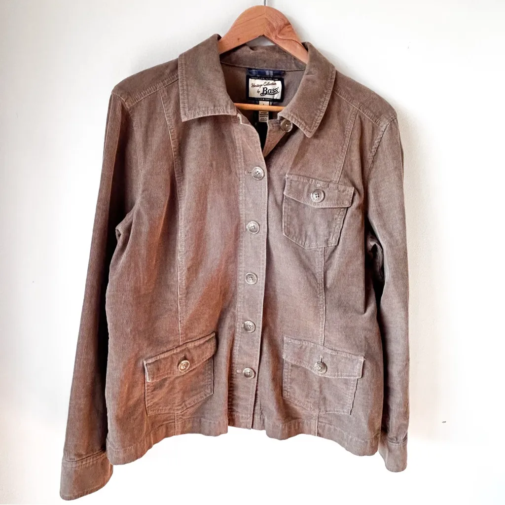 Bass Heritage Collection Corduroy Blazer Shacket Women’s Large made in Maine Tan - Image 9