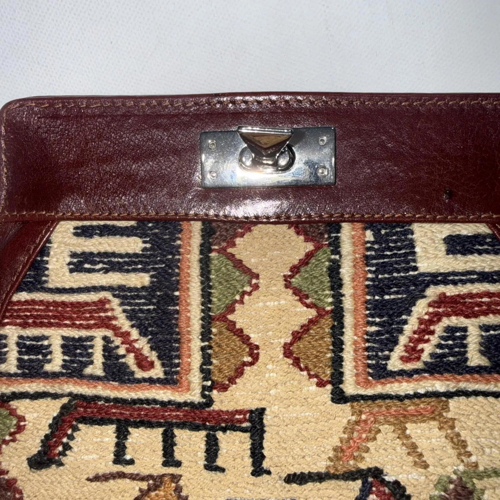 Vintage Kilim Crossbody Handbag Rug Tapestry Turkish Leather Bag Organizer - Image 6