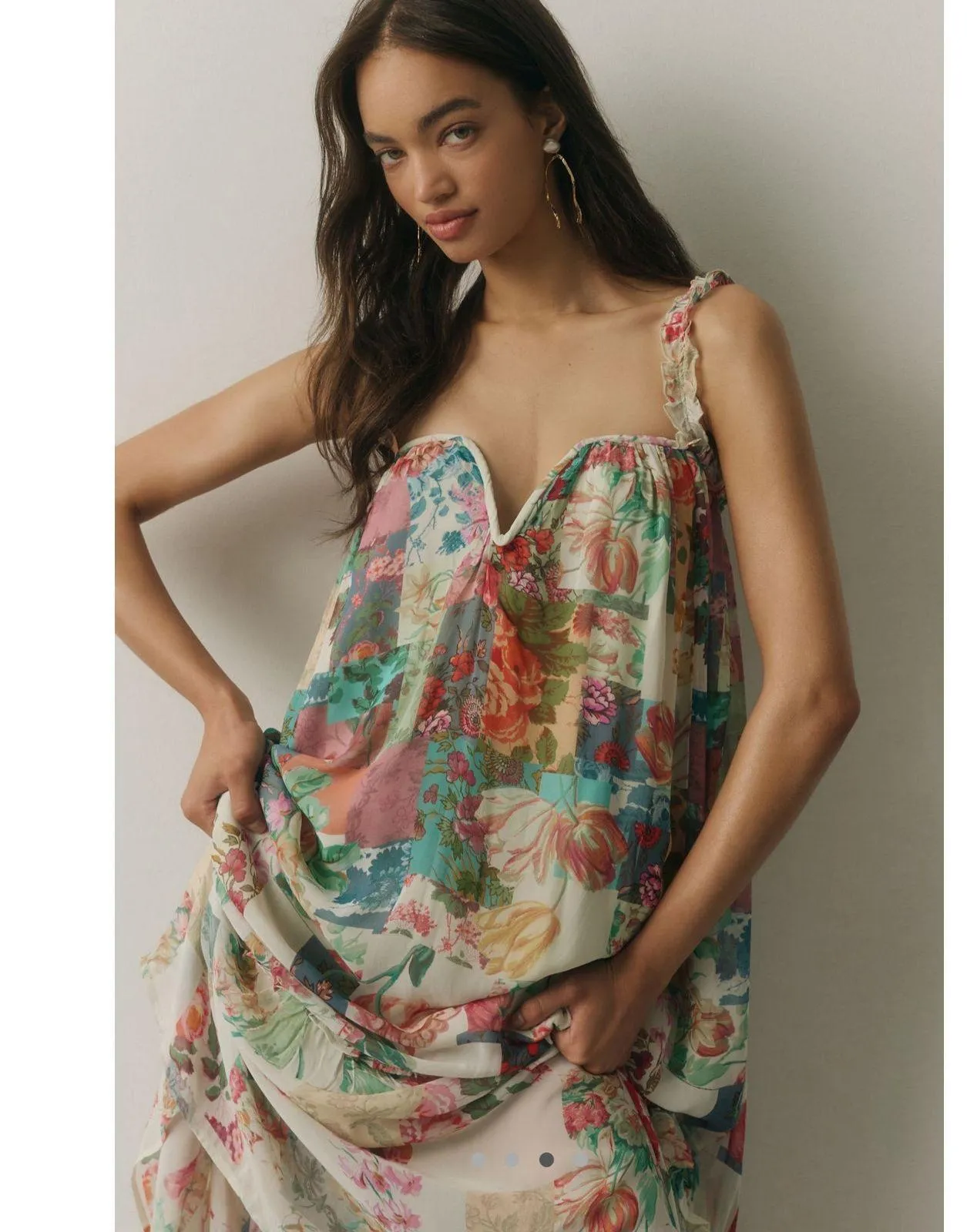 By Anthropologie Chiffon Shift Midi Dress in Pink Combo Size XS NWT - Image 2