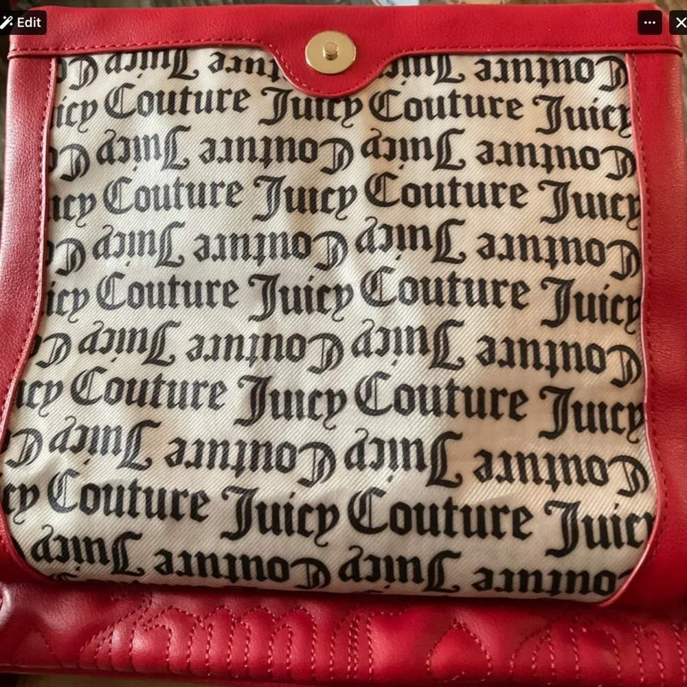 Juicy Couture Red Front Flap Quilted Shoulder Bag. 11x4x7.5” NWT - Image 3