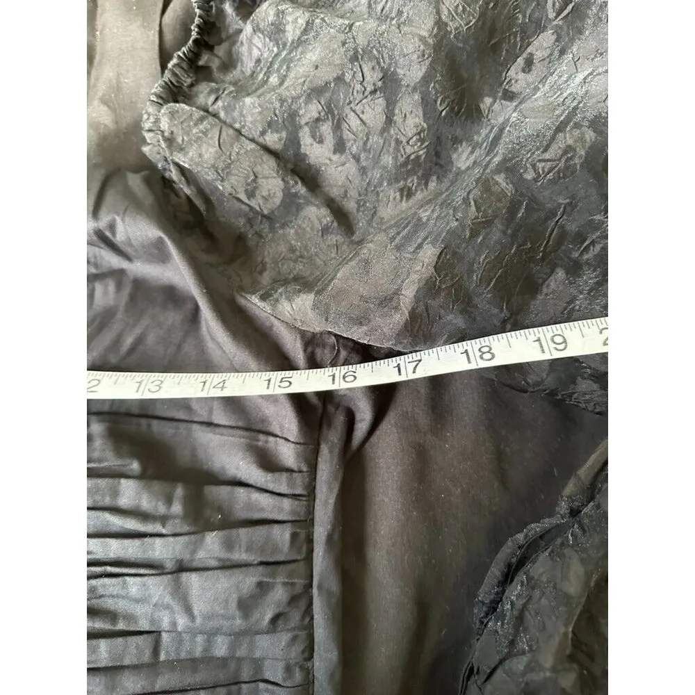 Zara Womens Medium Top Animal Leopard Print Organza Puff Vneck Sleeve Crop Black - Image 8