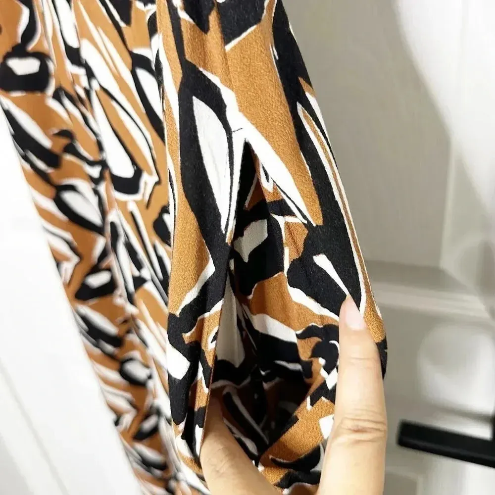 CATO‎ Size S Abstract Brown Black Floral Shift Maxi Dress Square Neckline - Image 3