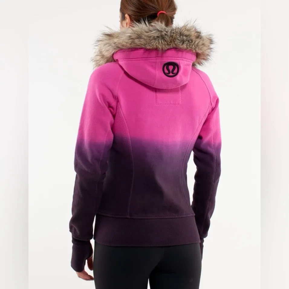 Lululemon Scuba Hoodie Jacket Coat Fur Paris Pink Black Ombre 2011 Rare Size 4 - Image 2