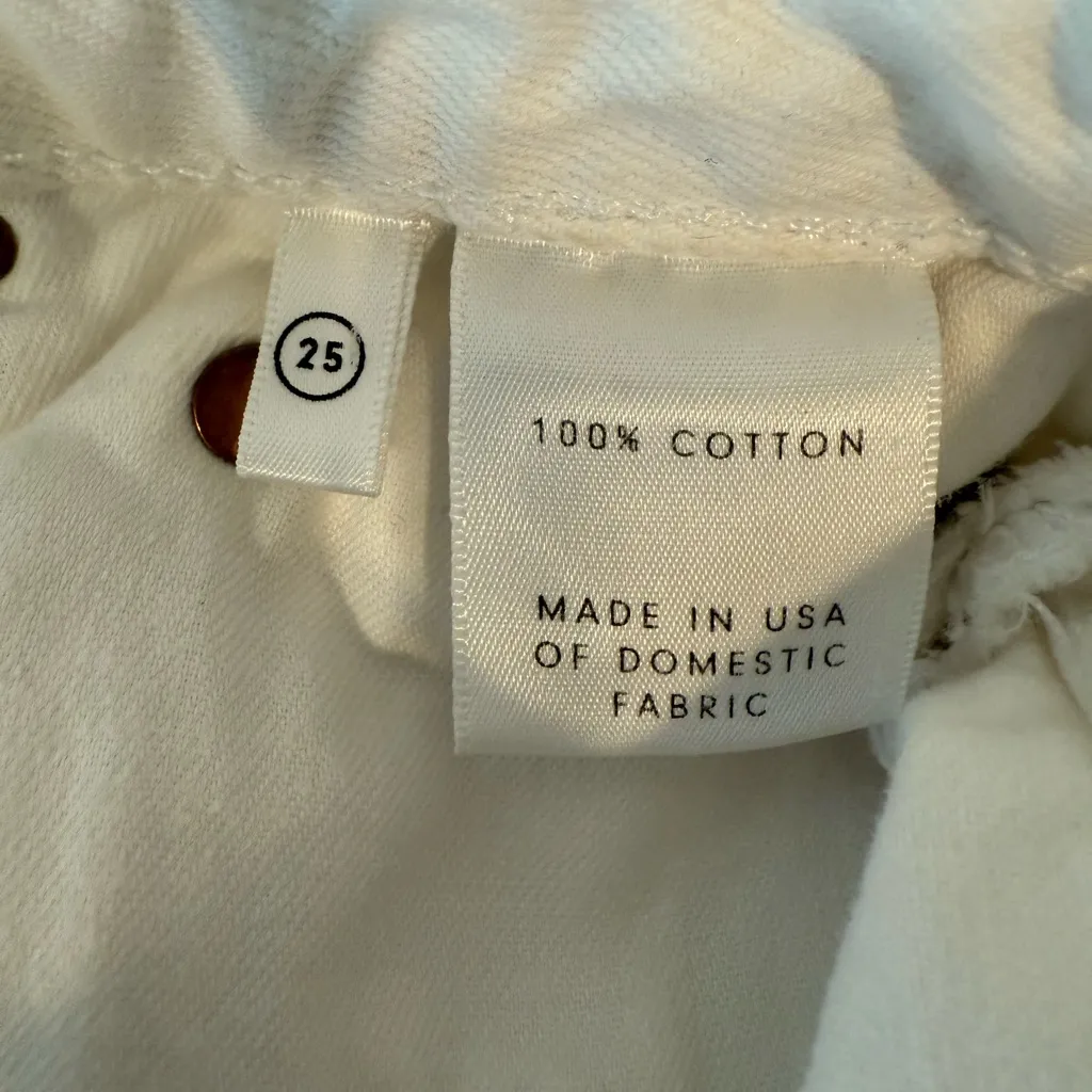 GRLFRND Denim Cindy White Blue Patchwork Distressed Jean Cutoff Shorts Size 25 - Image 7