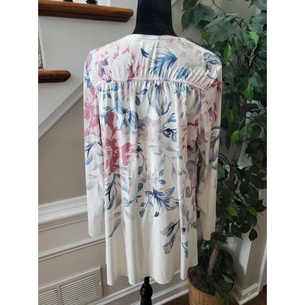 Cloth & Portrait Women's Floral Polyester Long Sleeve Open Front Cardigan Size L Size L - Image 4