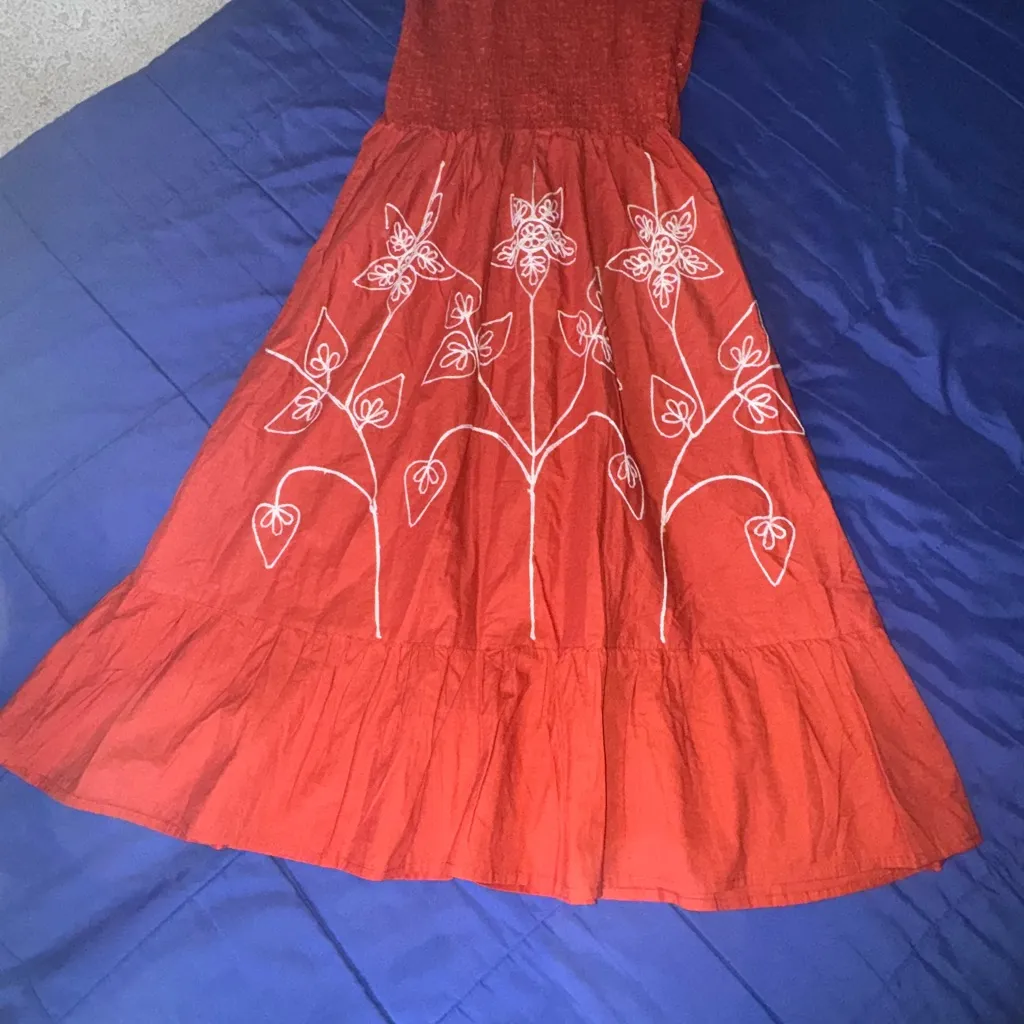 Magic Red Smocked Sundress with Spaghetti Straps - Image 2