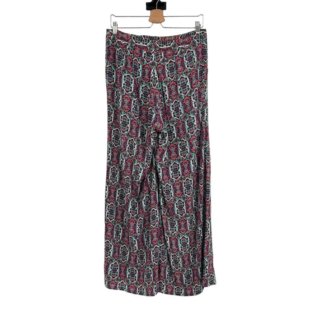 Anthropologie Elevenses South Shore Pants Geometric Wide Leg Pink Teal Size 8 - Image 7