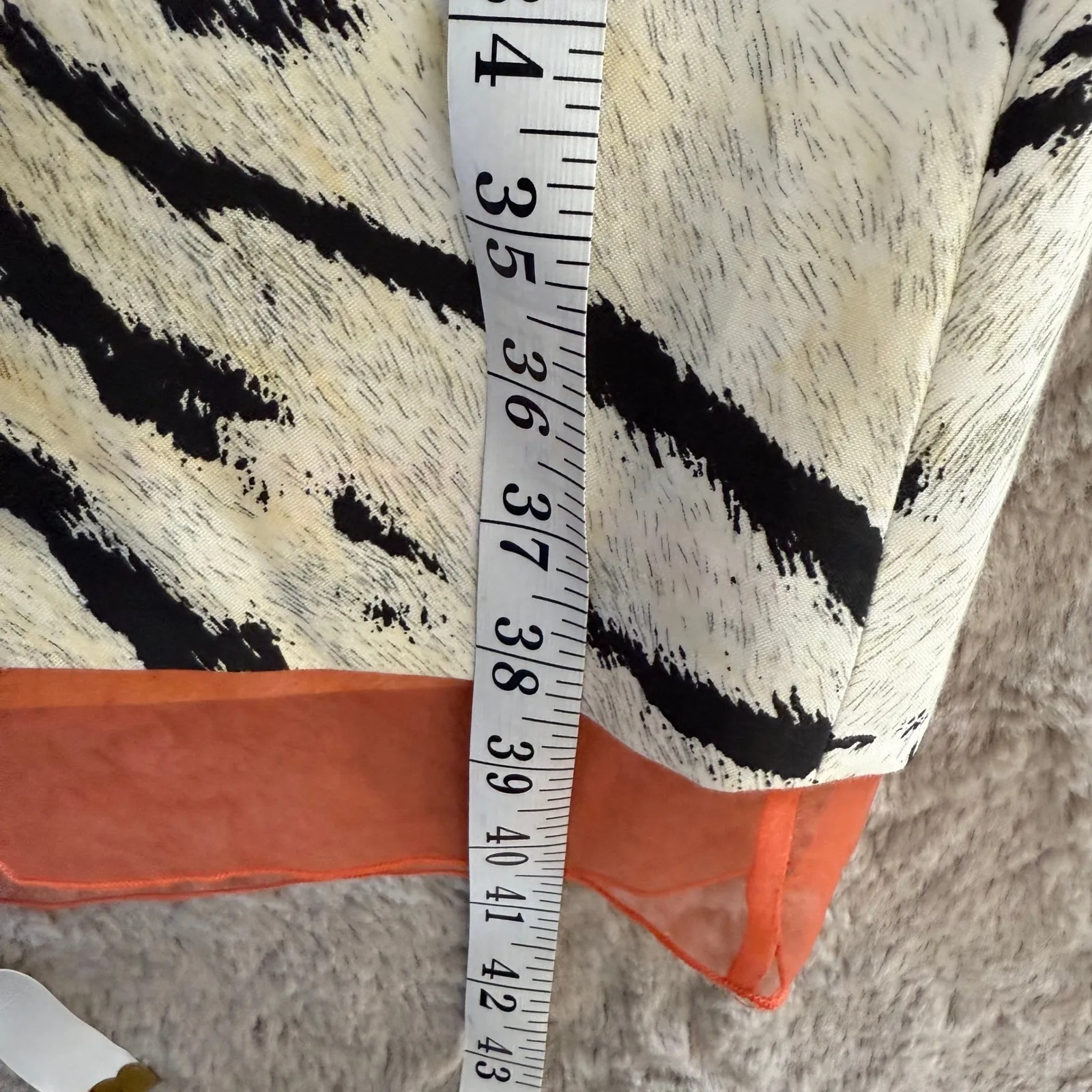 Etcetera Dress Black Bodice Tiger Print Skirt Coral Trim Women 8 SilkWool Career - Image 6