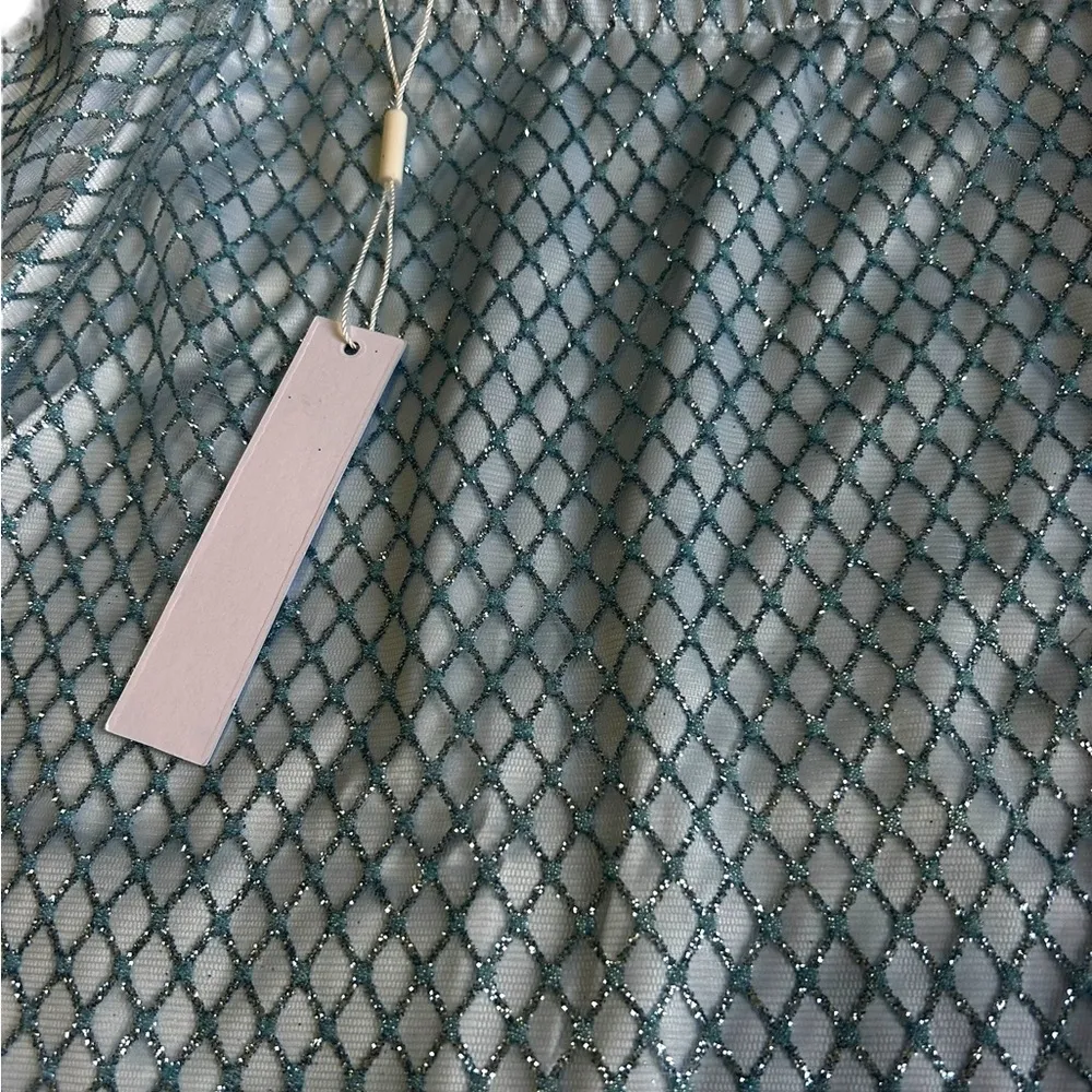 NWT For Love and Lemons Glitter Grid Minitter Grid Mini Skirt Blue Size Large - Image 9