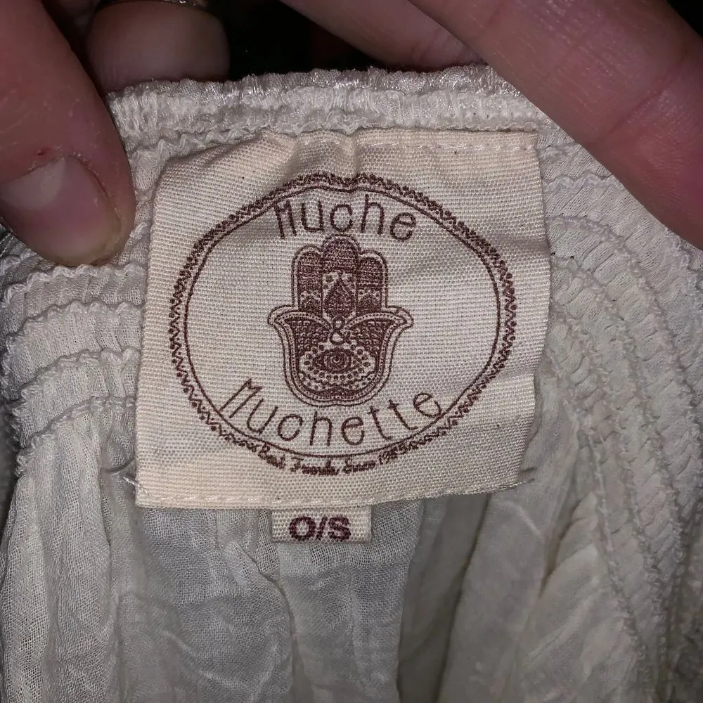 Muche Et Muchette cream smocked neck O/S boho flowy off shoulder dress White - Image 3