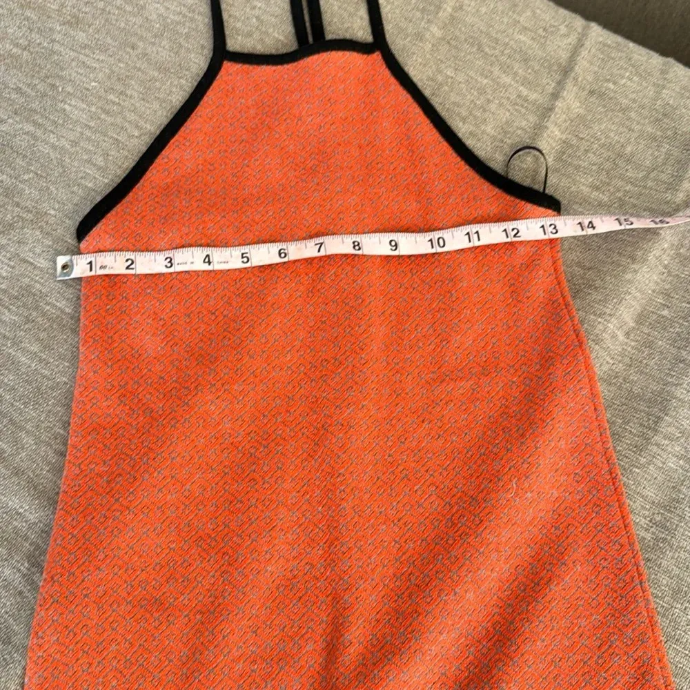ZARA Halter Neck Jacquard Dress Orange with black trim bodycon size xs nwt - Image 8