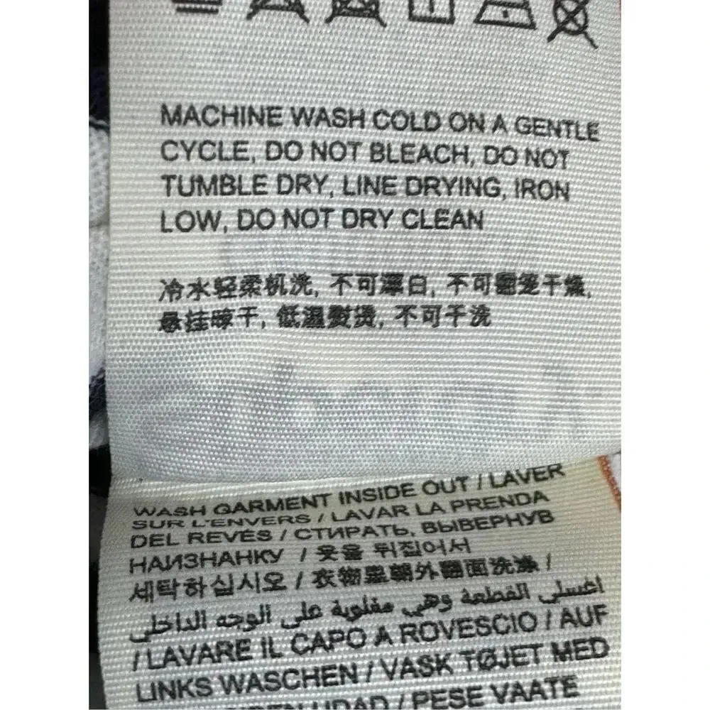 Superdry JPN Nordic Half Sleeve Top S Striped Blue White Glitter Spell Out Logo - Image 9