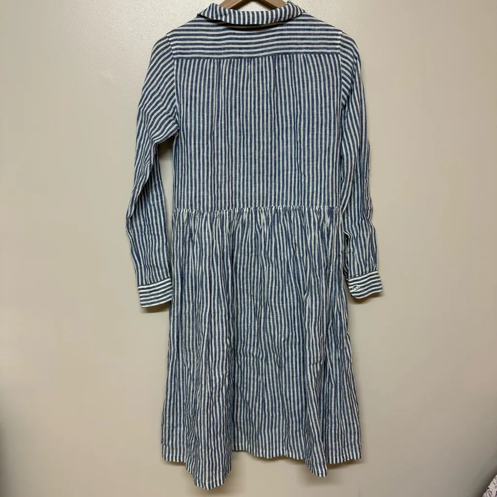 Old Mans Tailor R.D Cloth M. Co Japan Linen Indigo Stripe Shirt Dress‎ RARE Blue Size undefined - Image 2
